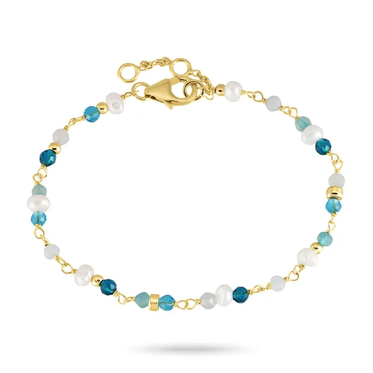 blauem Armband aus vergoldetem Sterlingsilber - Loom Stones