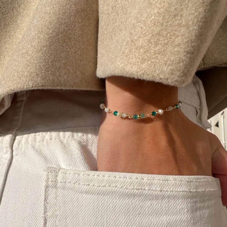 blauem Armband aus vergoldetem Sterlingsilber - Loom Stones