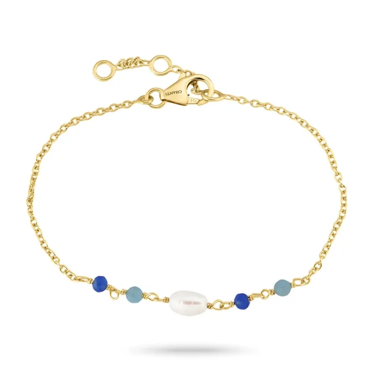 blauem Armband aus vergoldetem Sterlingsilber - Loom Stones