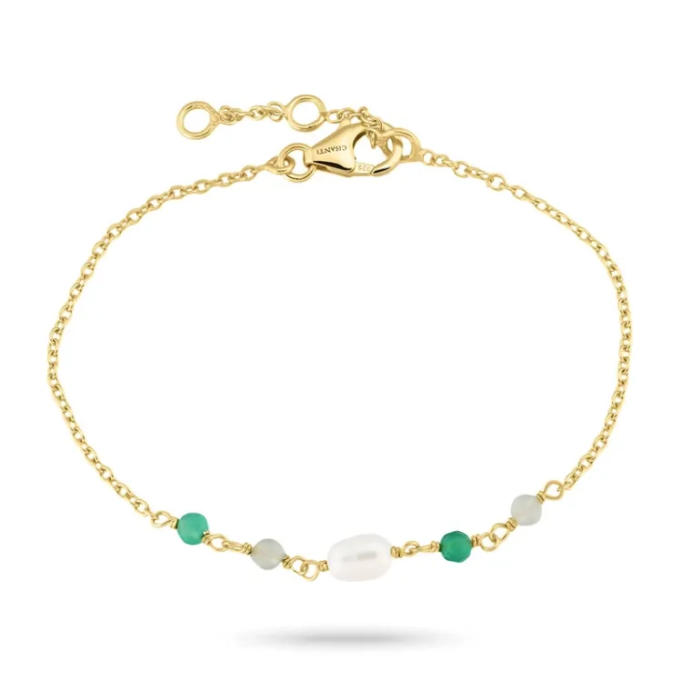 grünem Onyxe Armband aus vergoldetem Sterlingsilber  x 4,4 mm  - Loom Stones