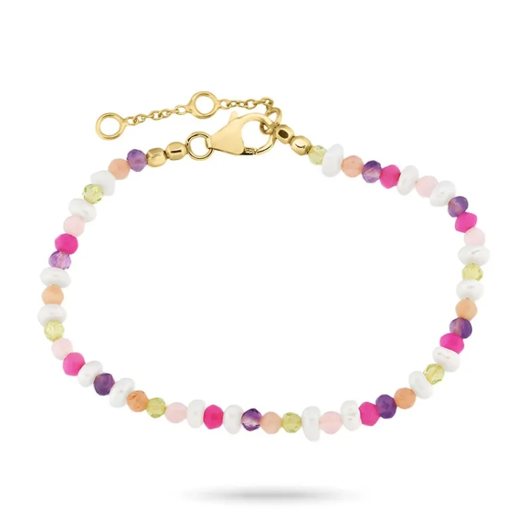 pink Armband aus vergoldetem Sterlingsilber  x 4,5 mm  - Loom Stones