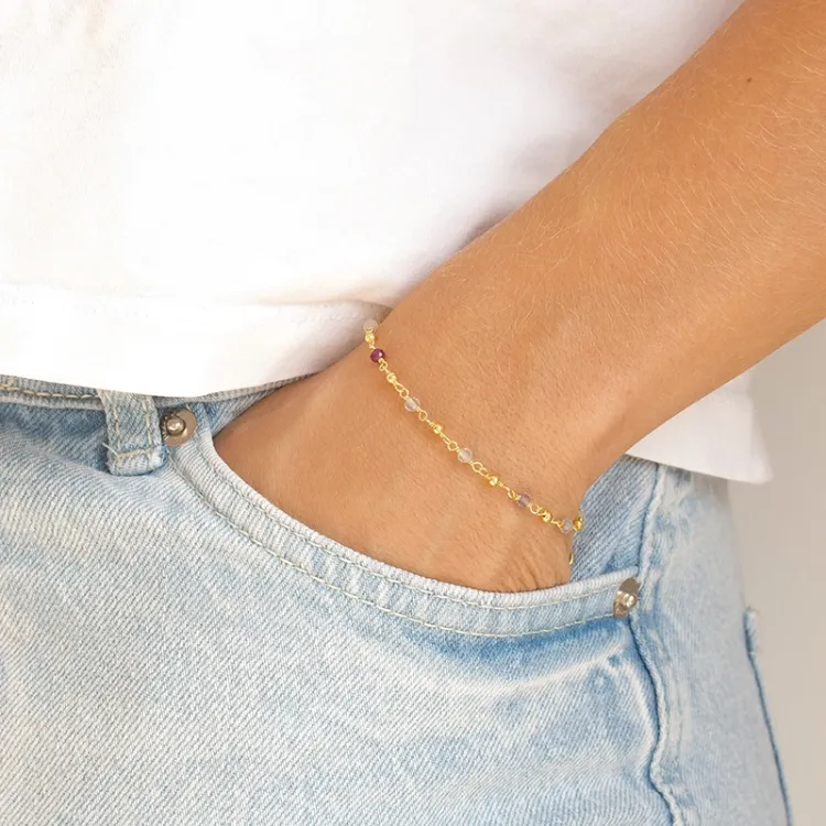 mehrfarbigem Armband aus vergoldetem Sterlingsilber - Loom Stones