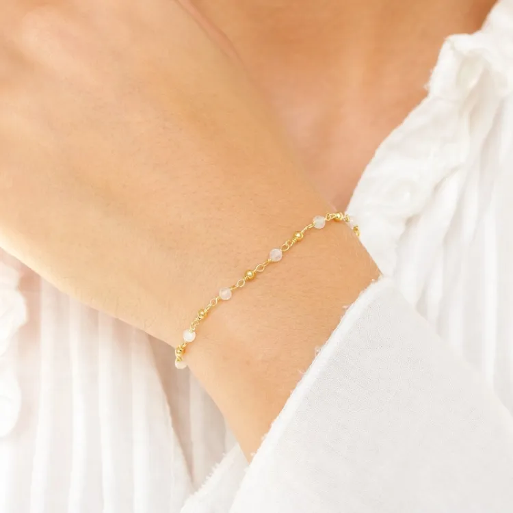 Mondstein Armband aus vergoldetem Sterlingsilber - Loom Stones