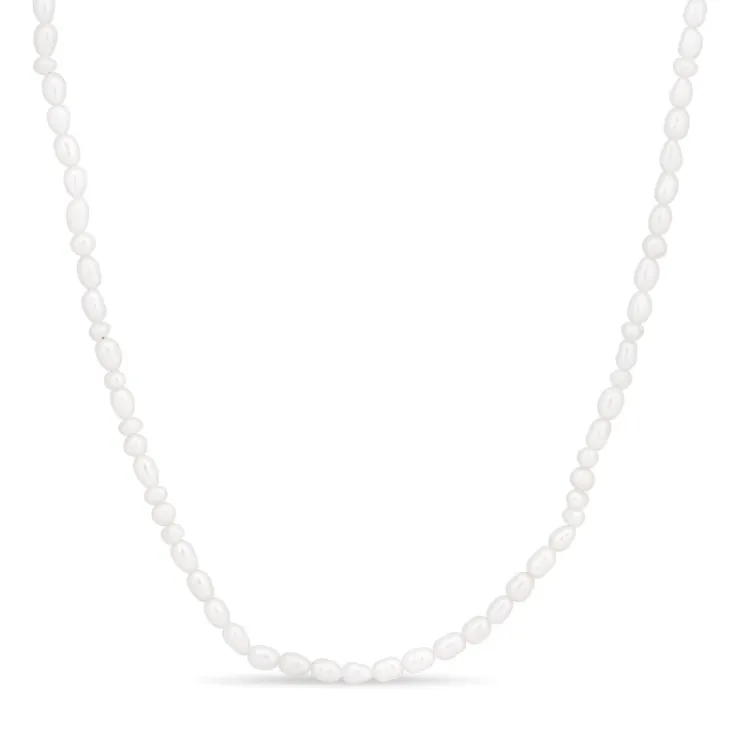 Perle Halskette aus vergoldetem Sterlingsilber 38 + 5 cm x 4,5 mm