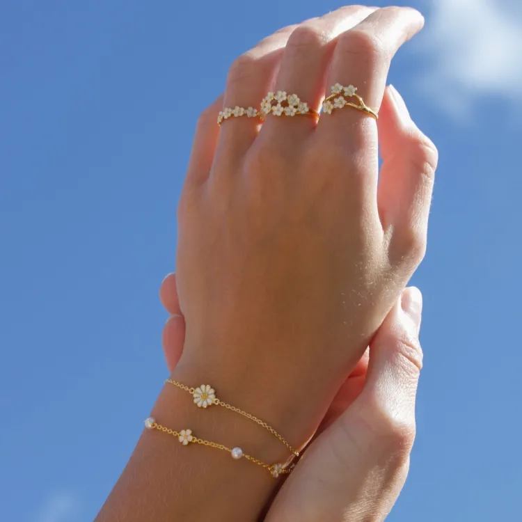 Marguerite Perle Armband aus vergoldetem Sterlingsilber