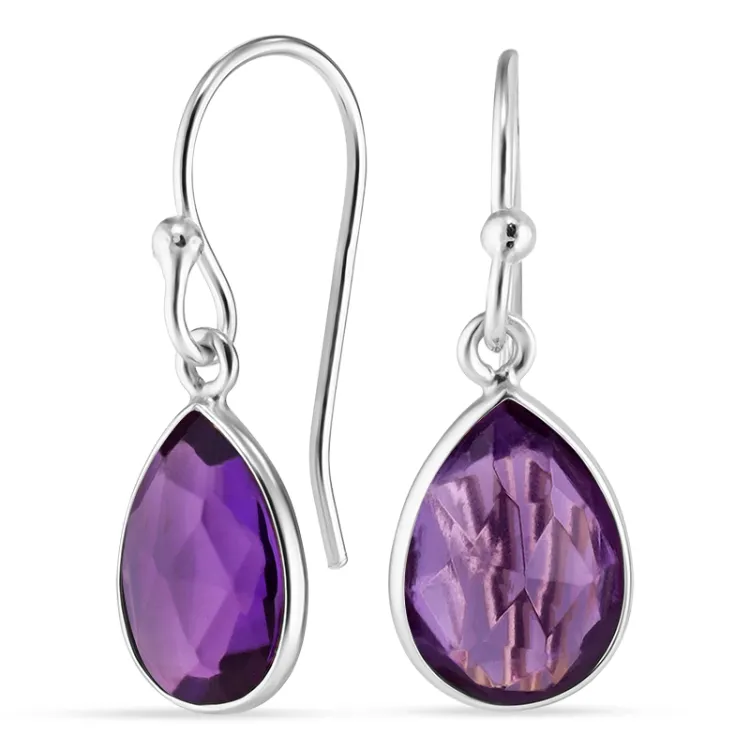 Tropfen Amethyst Ohrringe in Silber - Loom Stones