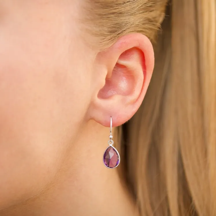Tropfen Amethyst Ohrringe in Silber - Loom Stones