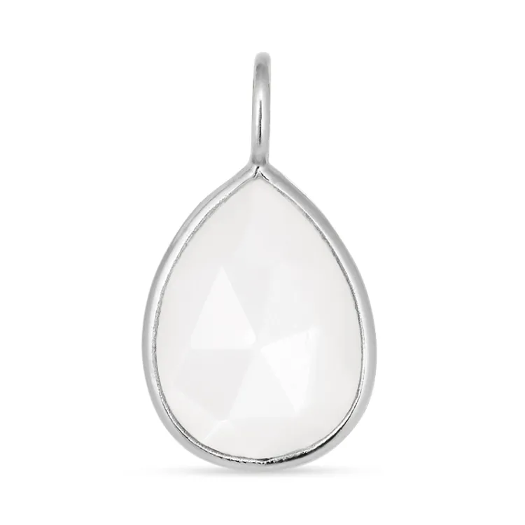Tropfen weißem Mondstein Anhänger aus Silber - Loom Stones