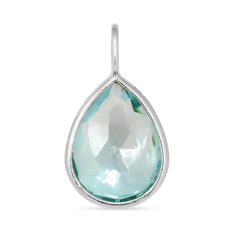 Tropfen blauem Bergkristall Anhänger aus Silber - Loom Stones