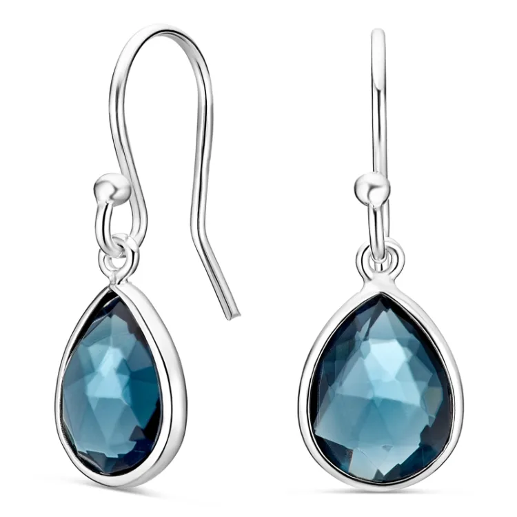 dunkelblauem Bergkristall Ohrringe in Silber - Loom Stones