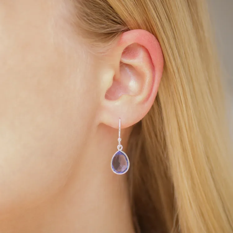 violettem Bergkristall Ohrringe in Silber - Loom Stones