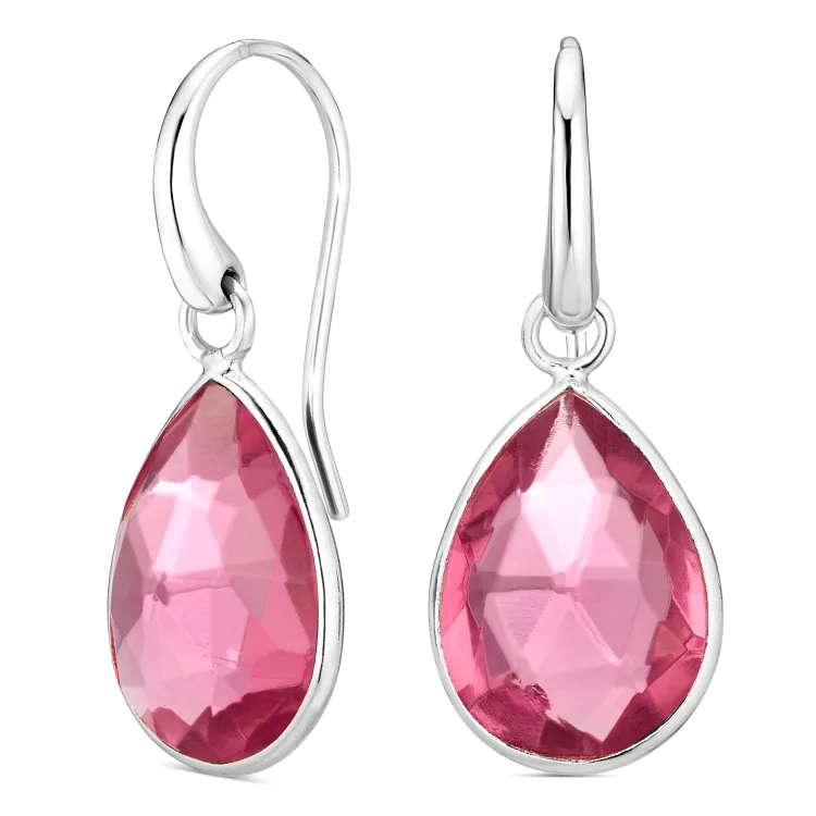 pink Bergkristall Ohrringe in Silber