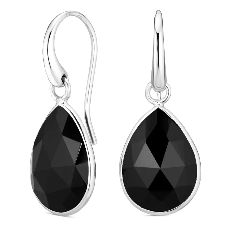 schwarzem Onyx Ohrringe in Silber