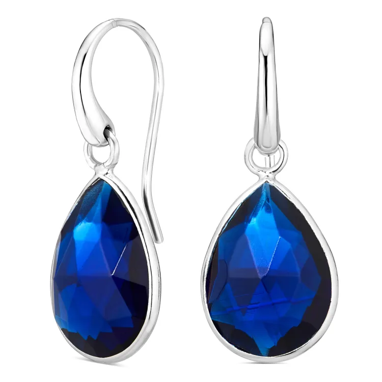 synthetisch blauem Saphir Ohrringe in Silber