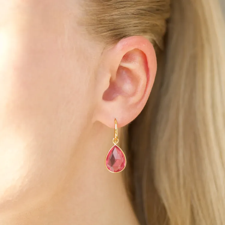 pink Bergkristall Ohrringe in vergoldetem Silber