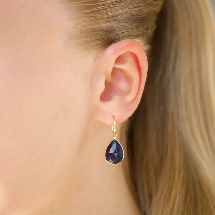 synthetisch blauem Saphir Ohrringe in vergoldetem Silber