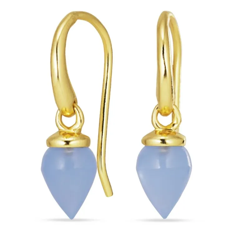 blauem Onyxe Ohrringe in vergoldetem Sterlingsilber - Loom Stones