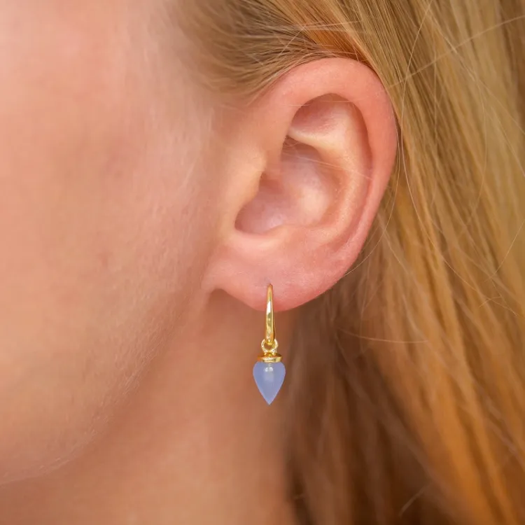 blauem Onyxe Ohrringe in vergoldetem Sterlingsilber - Loom Stones