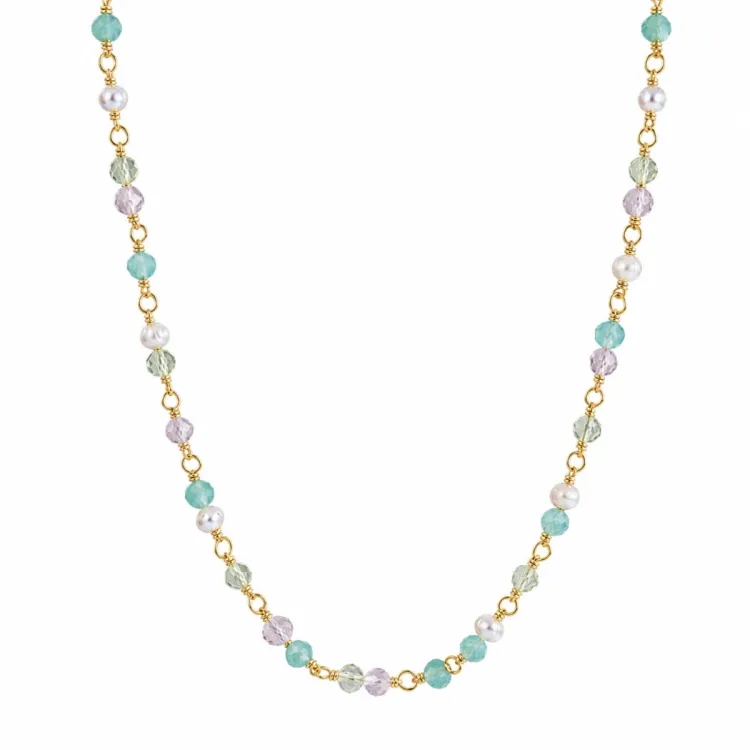 mehrfarbigem Halskette aus vergoldetem Sterlingsilber - Loom Stones