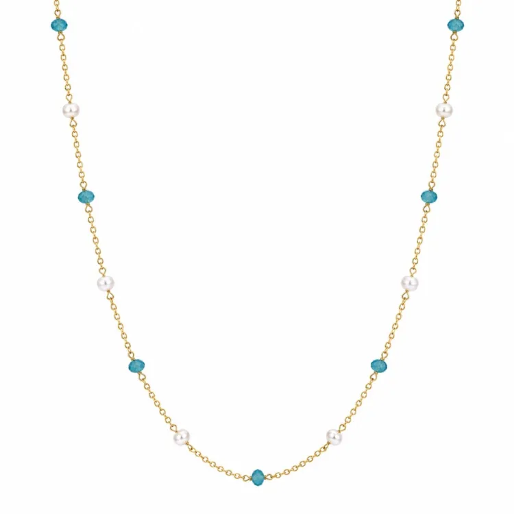 blauem Halskette aus vergoldetem Sterlingsilber - Loom Stones