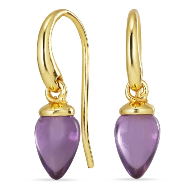lila Amethyst Ohrringe in vergoldetem Silber - Loom Stones