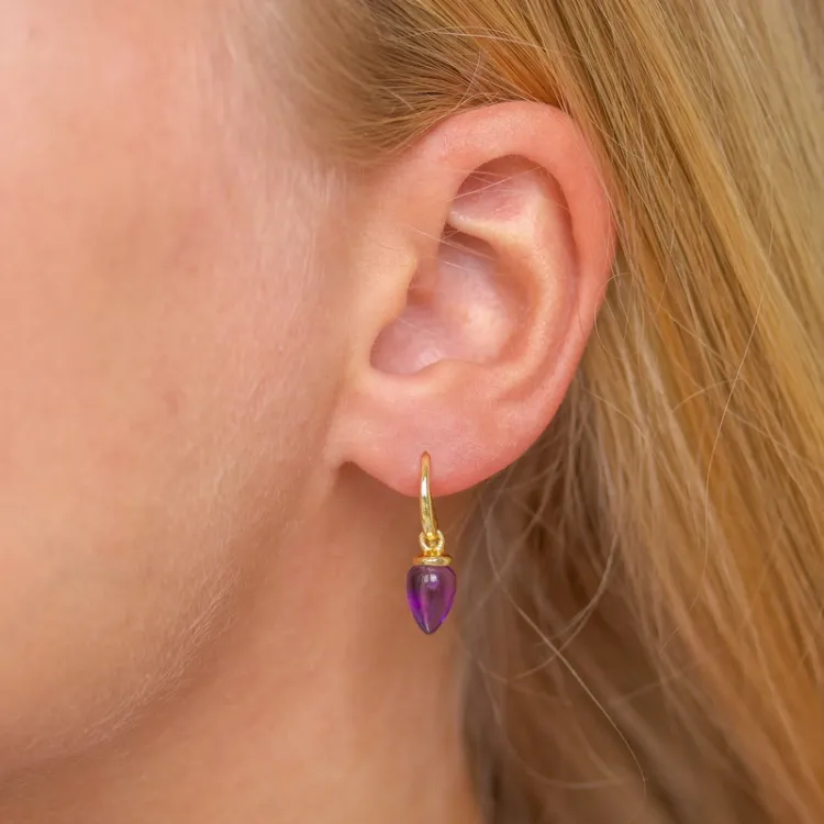 lila Amethyst Ohrringe in vergoldetem Silber - Loom Stones