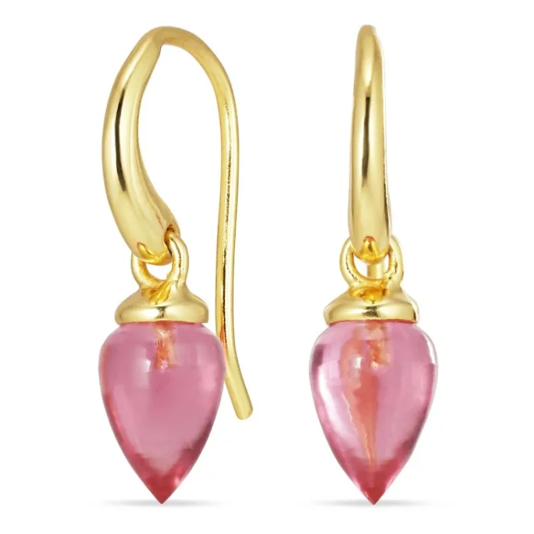 pink Bergkristall Ohrringe in vergoldetem Silber - Loom Stones
