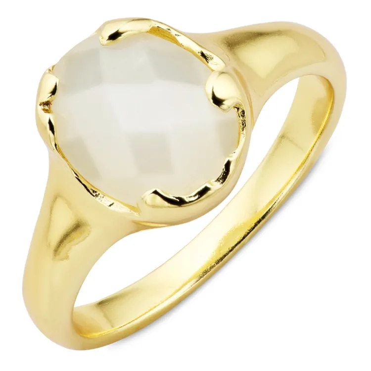 weißem Mondstein Ring aus vergoldetes Messing - Eliné