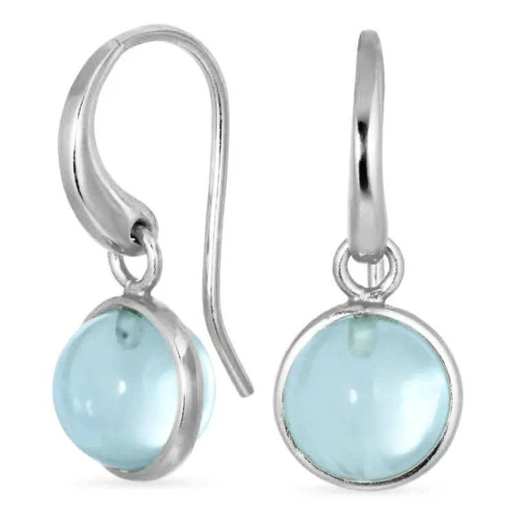 runden blauem Bergkristall Ohrringe in versilbertes Messing - Loom Stones
