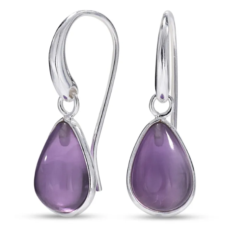 Tropfen violettem Bergkristall Ohrringe in versilbertes Messing - Loom Stones