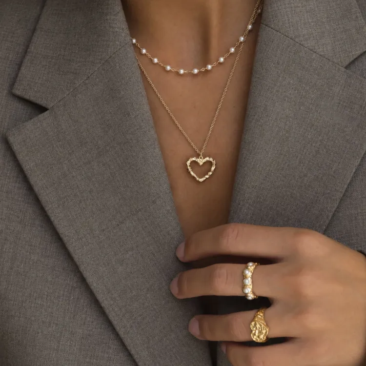 weißem Perle Ring aus vergoldetes Messing - Eliné