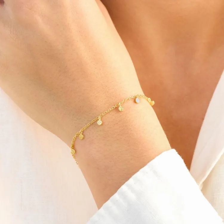 weißem Perle Armband aus vergoldetes Messing - Eliné