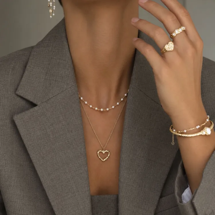Perle Armband aus vergoldetes Messing - Eliné