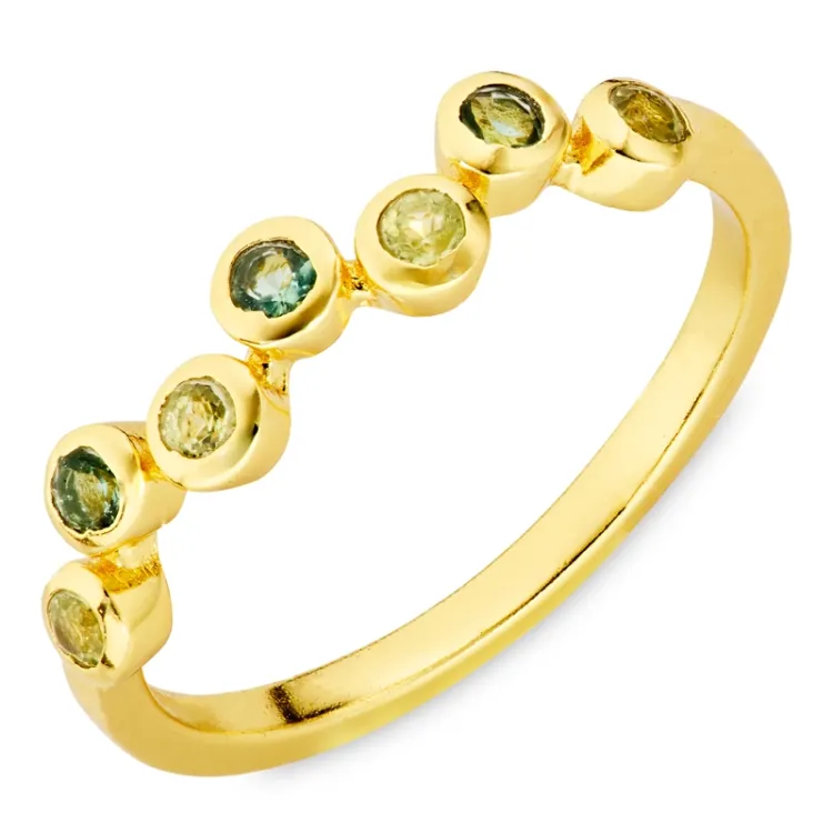 grünem Bergkristall Ring aus vergoldetes Messing - Bubbly Twist