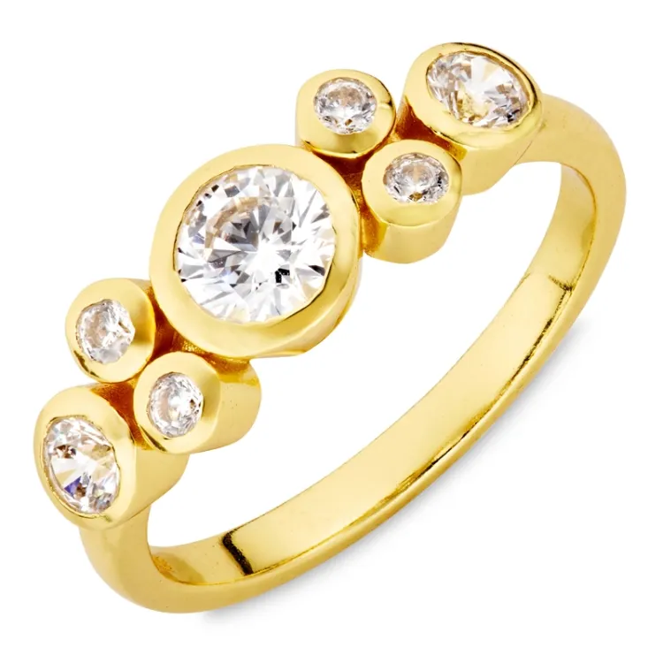 Zirkon Ring aus vergoldetes Messing - Bubbly Sparkle