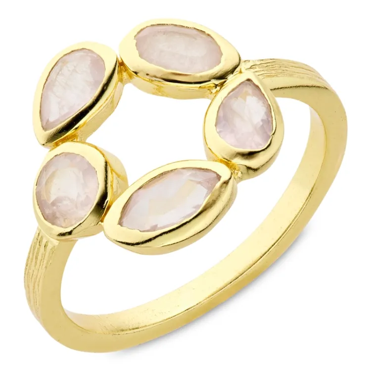 pink Jadestein Ring aus vergoldetes Messing - Eliné
