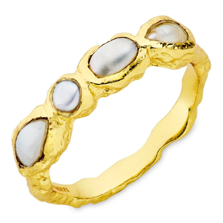 Perle Ring aus vergoldetes Messing - Eliné
