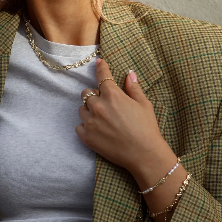 Perle Armband aus vergoldetes Messing - Eliné