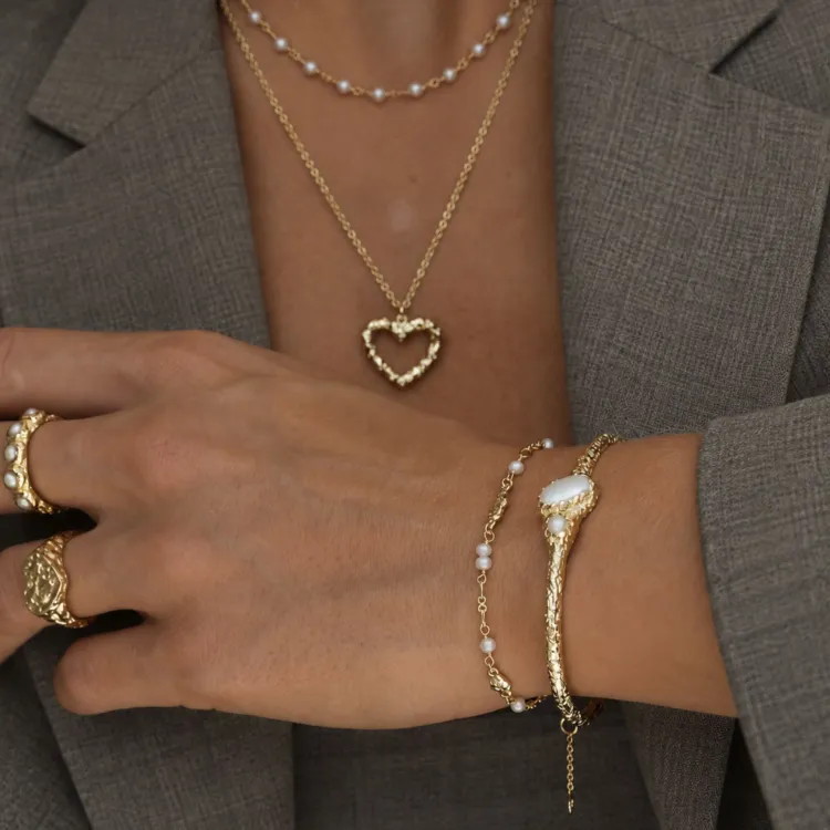 Perle Armband aus vergoldetes Messing - Eliné