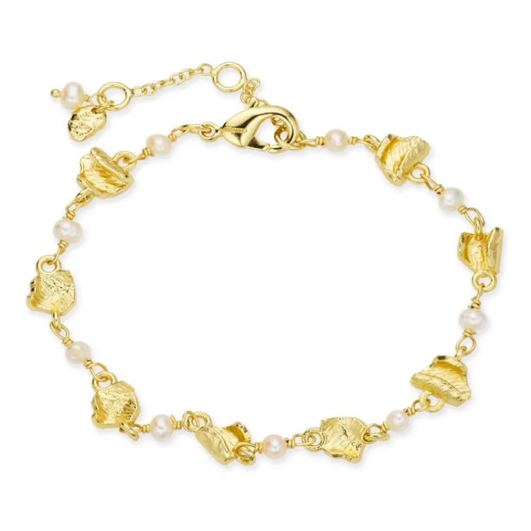 Perle Armband aus vergoldetes Messing - Eliné