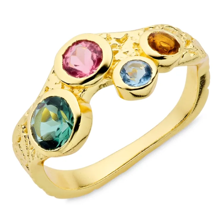 mehrfarbigem Ring aus vergoldetes Messing - Eliné