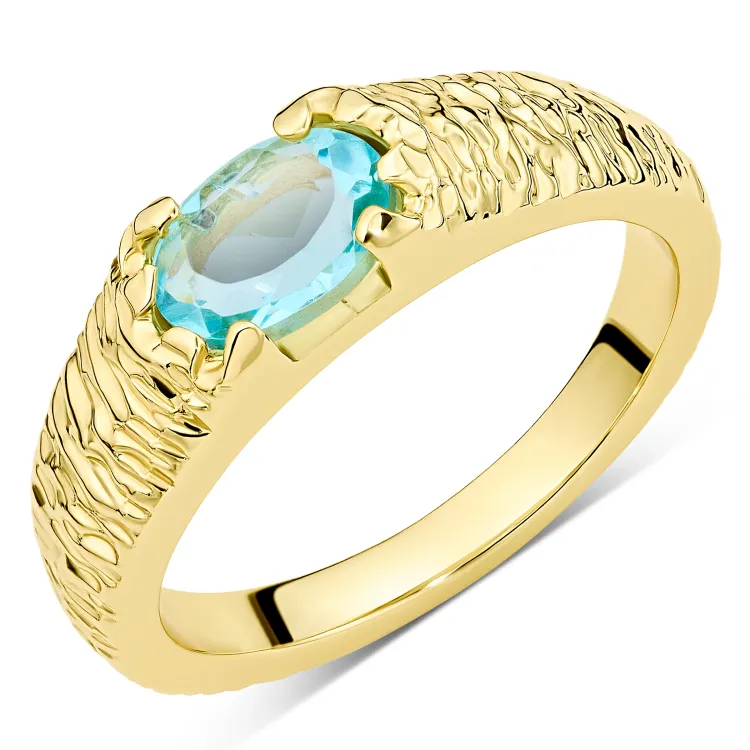 blauem Bergkristall Ring aus vergoldetes Messing - Eliné
