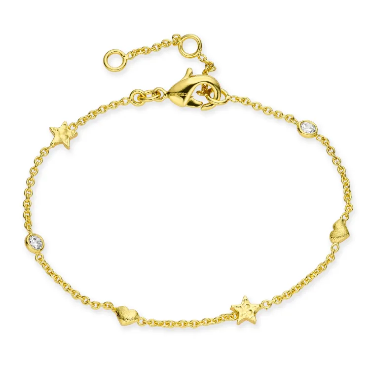 Herz Stern Zirkon Armband aus vergoldetes Messing - Eliné