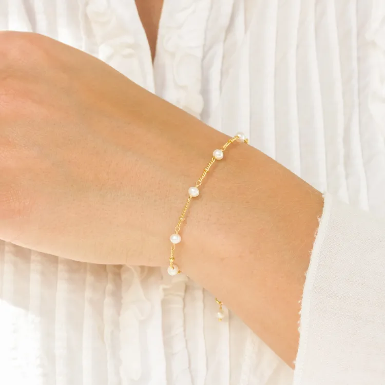 Perle Armband aus vergoldetes Messing - Eliné