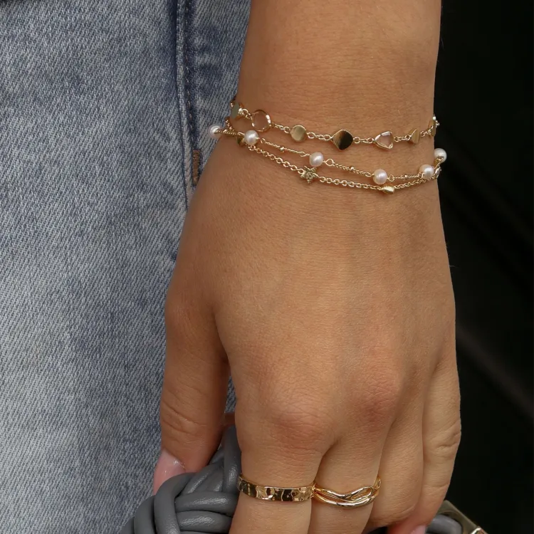 Perle Armband aus vergoldetes Messing - Eliné