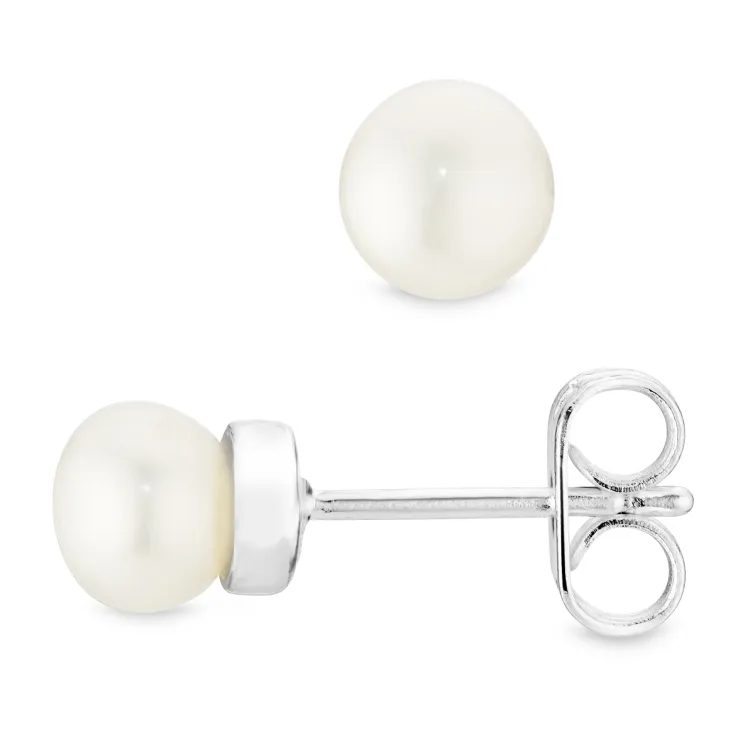5 mm Perle Ohrstecker in versilbertes Messing - Eliné
