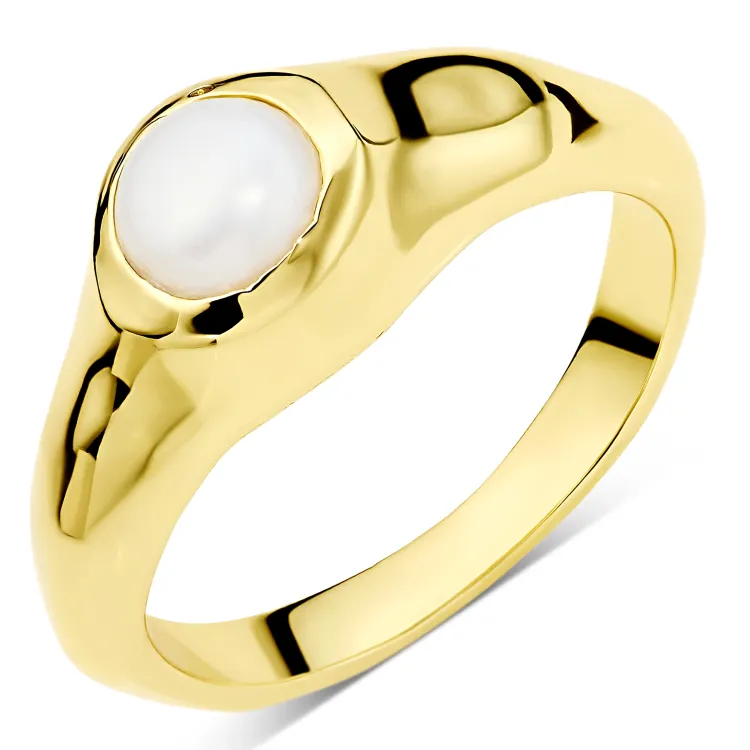 künstliche Perle Ring aus vergoldetes Messing - Eliné