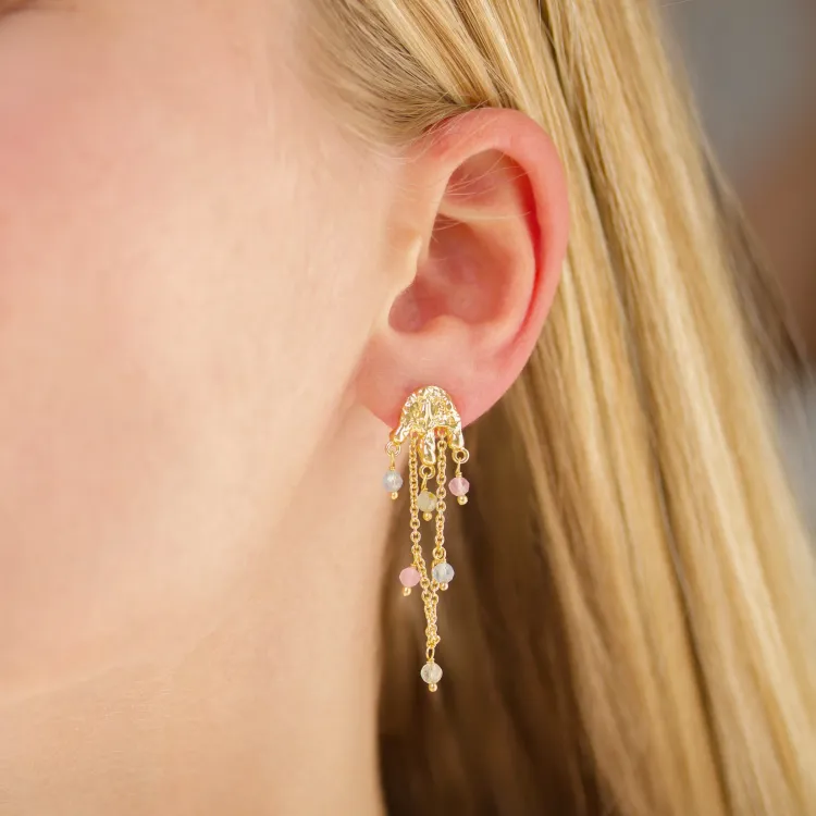 rosa Ohrringe in vergoldetes Messing - Eliné