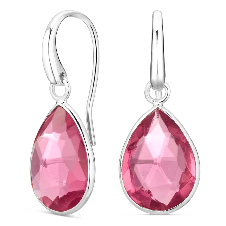 pink Bergkristall Ohrringe in versilbertes Messing - Loom Stones