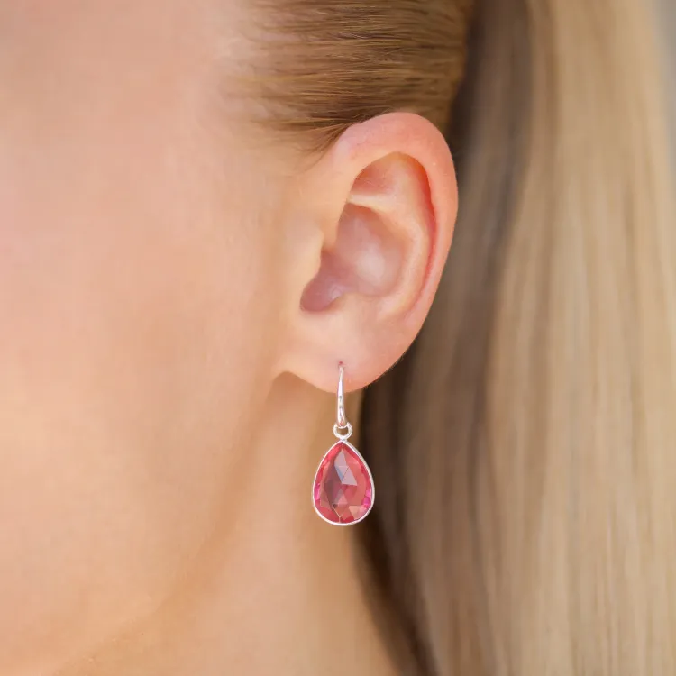 pink Bergkristall Ohrringe in versilbertes Messing - Loom Stones